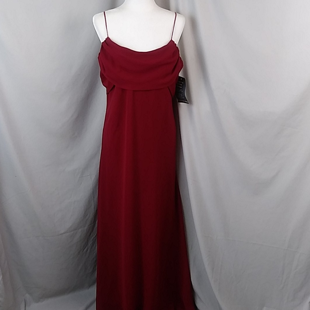 Besty & Adam By Jaslene Burgandy Thin Strap Dress